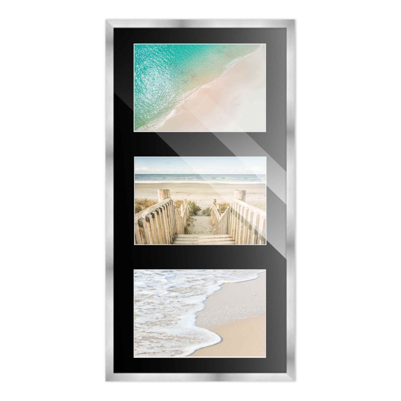 Cadre en bois Lymari, 4 po x 6 po, 7,5 po x 14,5 po, Argent / noir