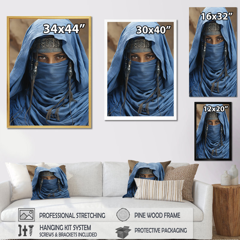 Masque tribal africain Iyeshia touareg - imprimé, H 32 po x l 16 po x P 1 po, Cadre photo noir