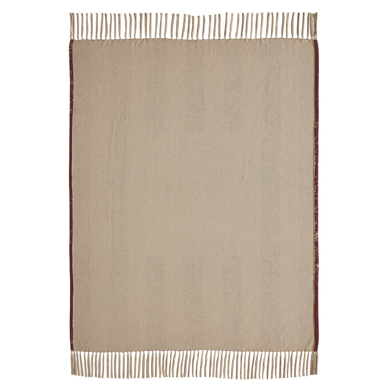 Patriotic Red and Beige Cotton Woven Throw Blanket