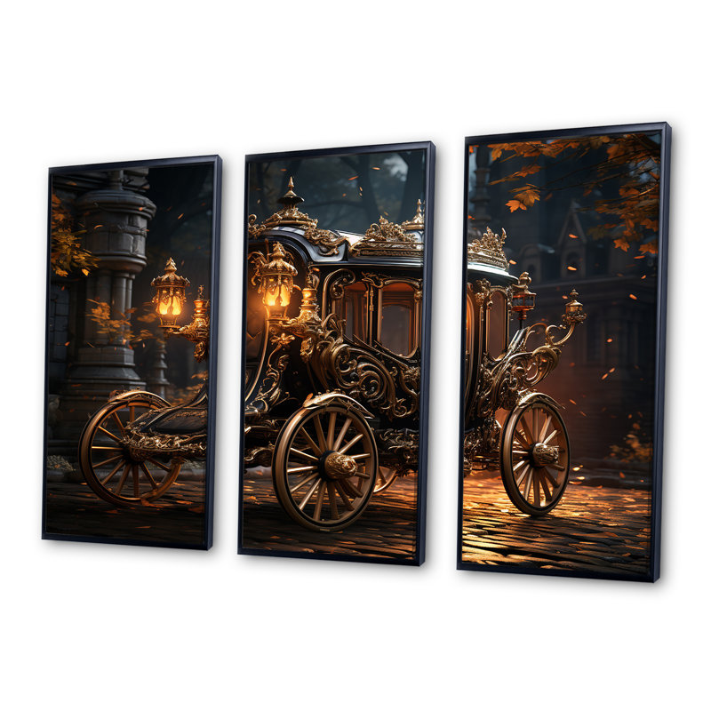 «Old American Cart II», art mural rétro, Cadre flottant noir, H 40 po x l 61 po x P 1 po