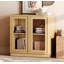 Armoire d'appoint moderne avec 4 portes en verre, commode d'appoint multifonctionnelle avec grand rangement et tablette réglable-30753799-235670845