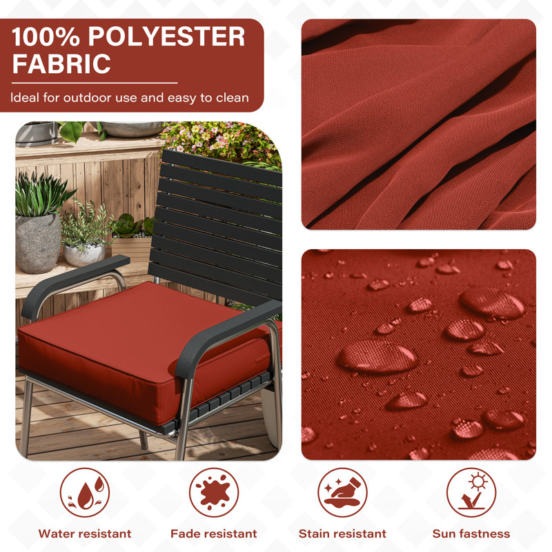 Coussins de siège d'extérieur (ensemble de 2), Rouge Terra, L 18,5 po x P 16 po, 4 pouces