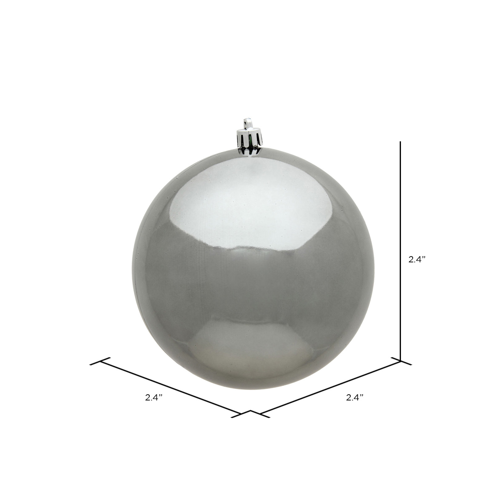 2" Shatterproof Bauble, Pewter Shiny