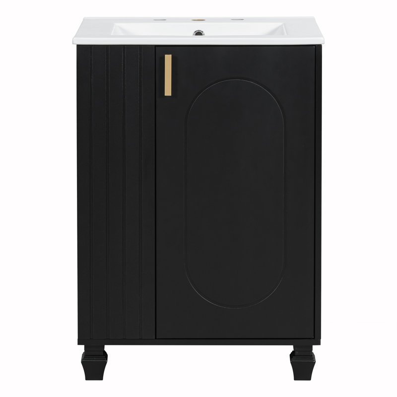 Armoire de salle de bain avec tablette de porte, Noir