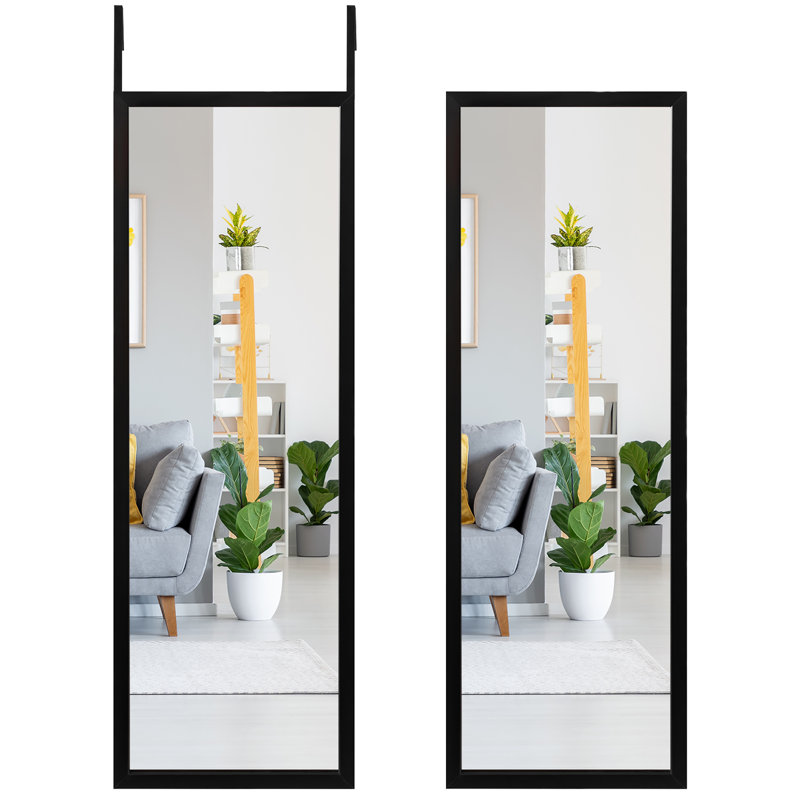 Wood Flat Wall Mirror, Black