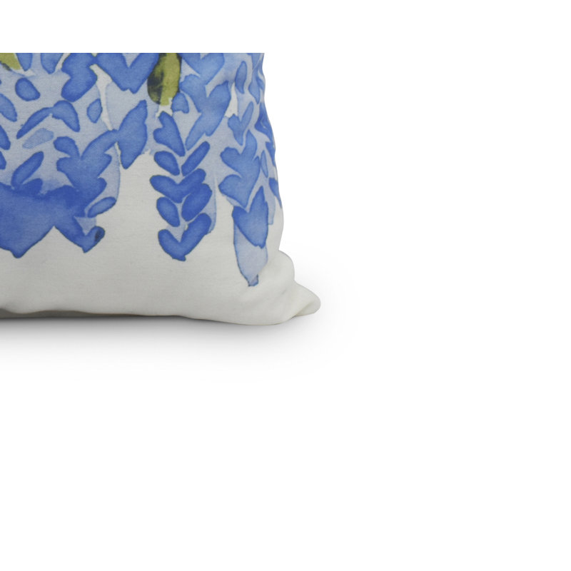 Light Blue Floral Square Outdoor Throw Pillow