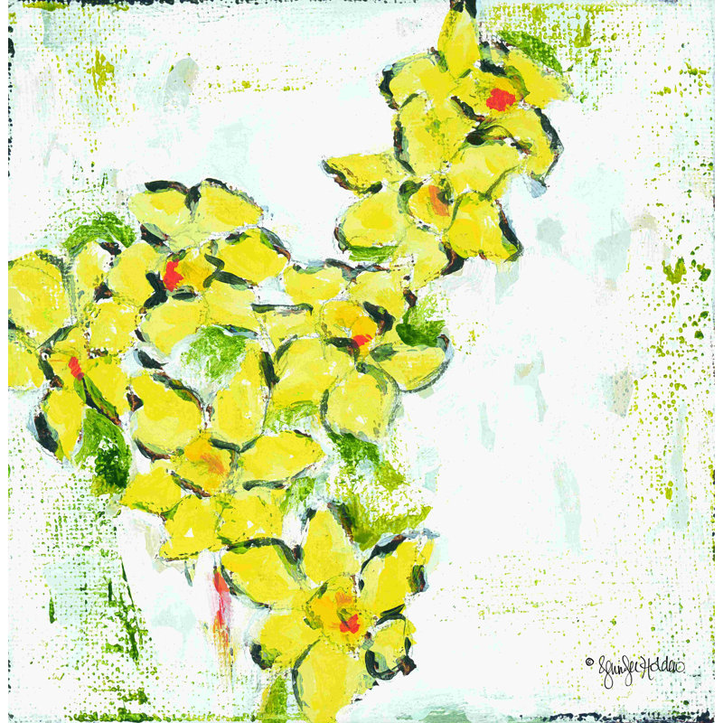«Spring Has Sprung IV» - Peinture, H 20 po x l 20 po, Toile tendue