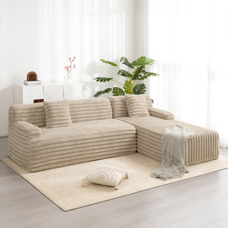 Canapé modulaire 110 po Cloud, Fausse fourrure café clair
