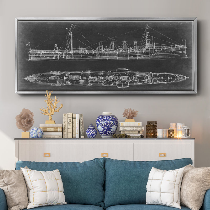 Bleu marine croiseur - plan, toile encadrée