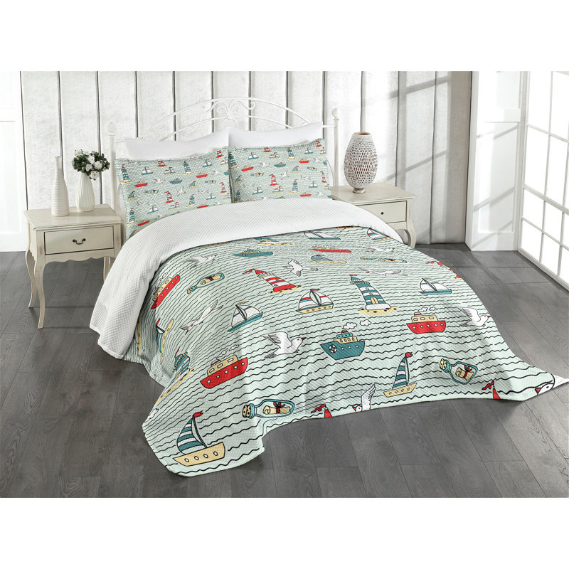 Ambesonne Lighthouse Bedspread Message, King Bedspread + 2 Standard Shams