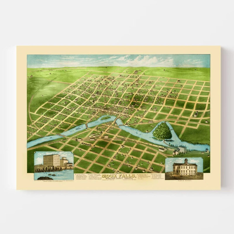 «Sioux Falls Art 1891 Vintage Map Print»