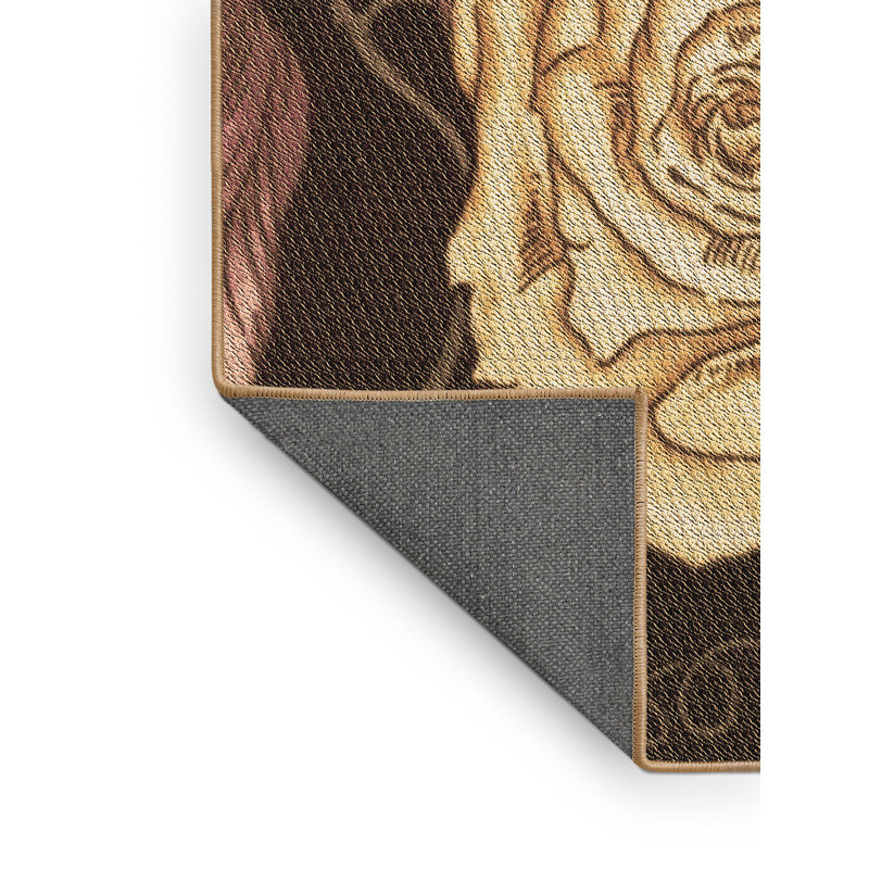Tapis en laine brun / beige, Rectangle 5 pi x 7 pi