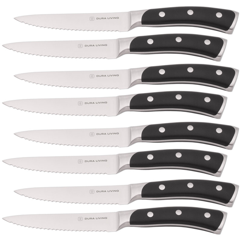Ensemble de 8 couteaux à steak en acier inoxydable Dura Living Elite (ensemble de 8), Noir