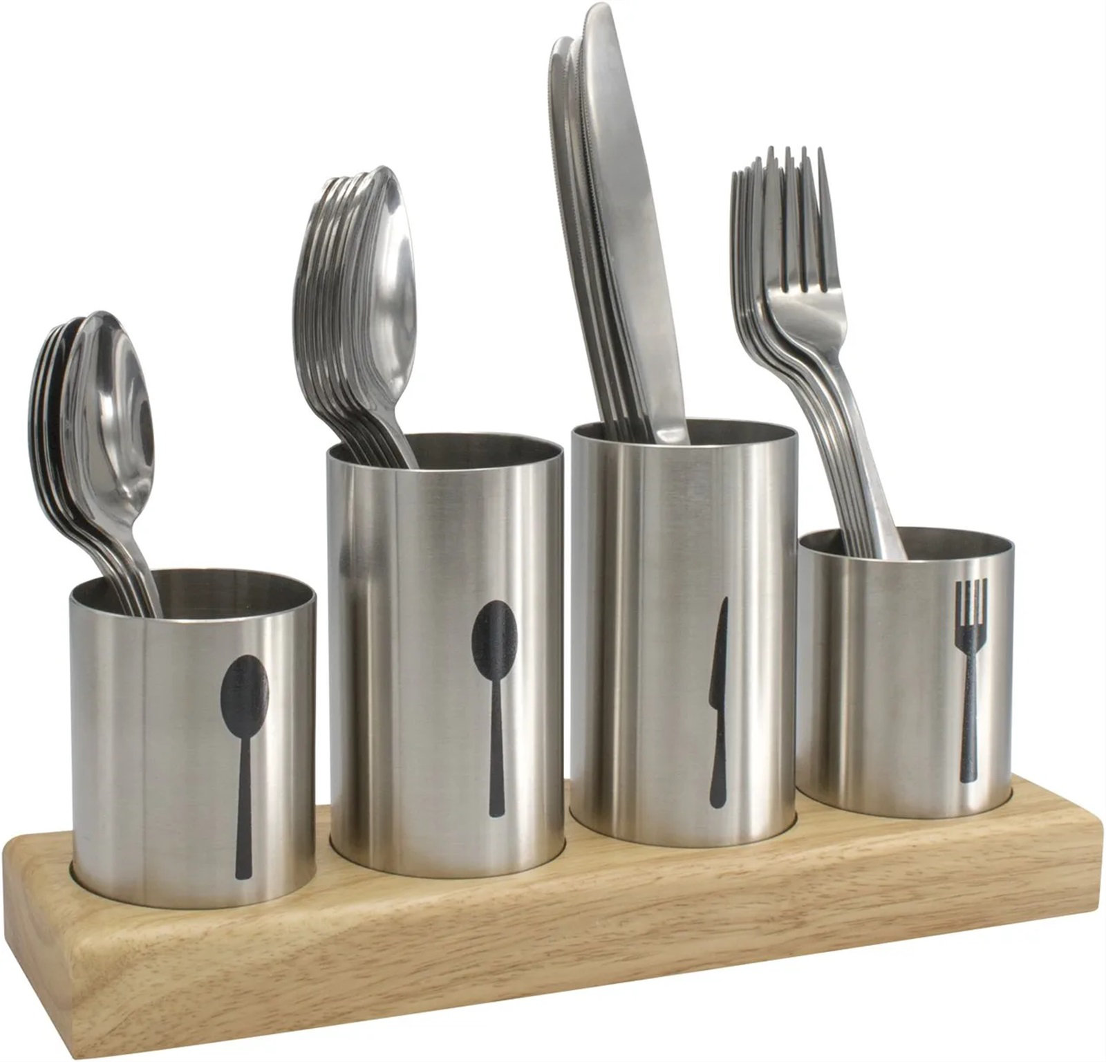 Stainless Steel Round Flatware Caddy