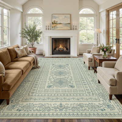 Tapis lavable rétro à poils courts, tapis d'intérieur pour les enfants et les animaux de compagnie