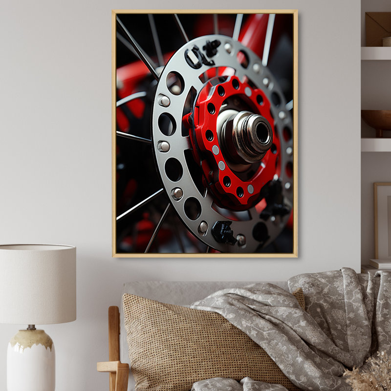 Bonnington, pédales de bicyclette et motifs, impression sur toile, H 40 po x l 30 po x P 1,5 po, Cadre flottant brun