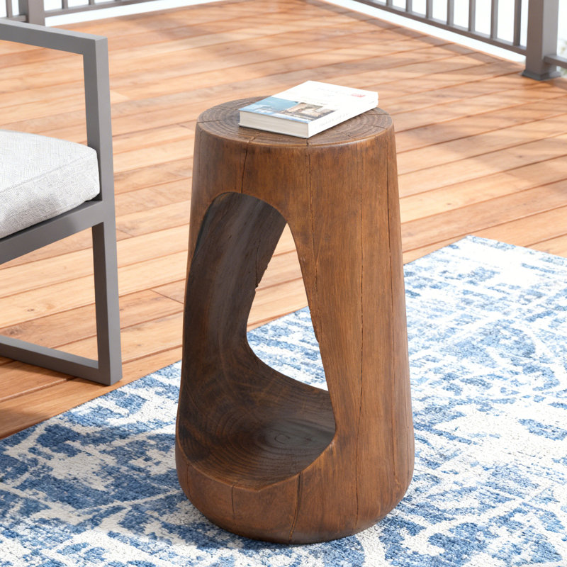 Table d'appoint Eulla MGO Hollow, texture semblable au bois, Brun, H 26,57 po x l 14,96 po x P 14,96 po