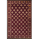 Deep Burgundy Wine Red Color Antique 4 Pointed Star Indian Small Wool Agra Rug