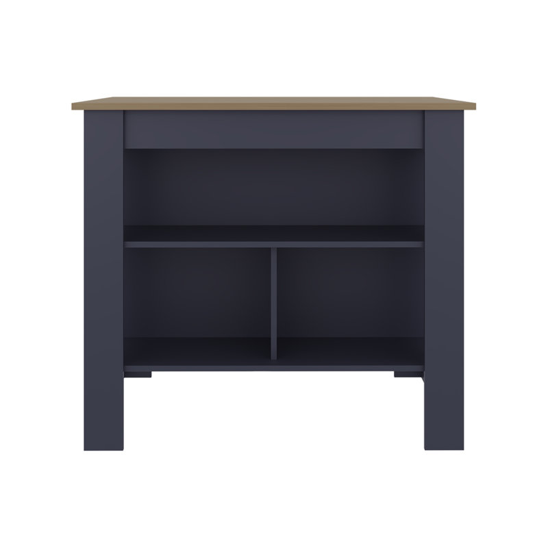 Cala Kitchen Island With Three Open Shelves (Not Include Stools)