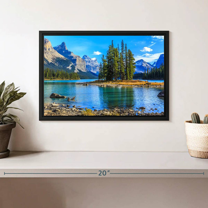 Lac Maligne, Cadre flottant noir, 13 po x 9 po