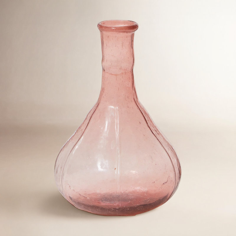 Handmade Glass Table Vase, Light Purple, 5" H x 3.5" W x 3.5" D