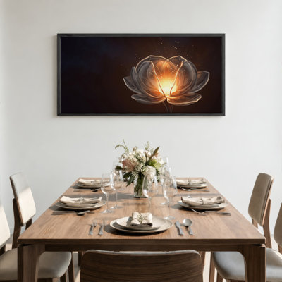 Translucent Lotus Flower With Glowing Golden Light And Canvas Wall Art