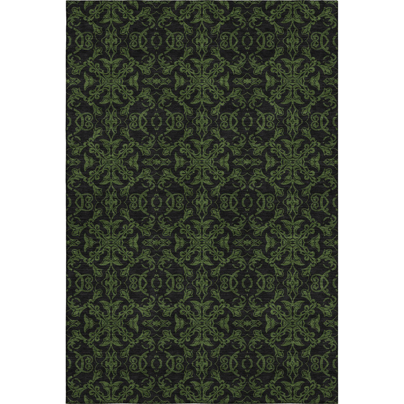 Premium Machine Washable Prisco Olive Rug, Rectangle 9' x 12'