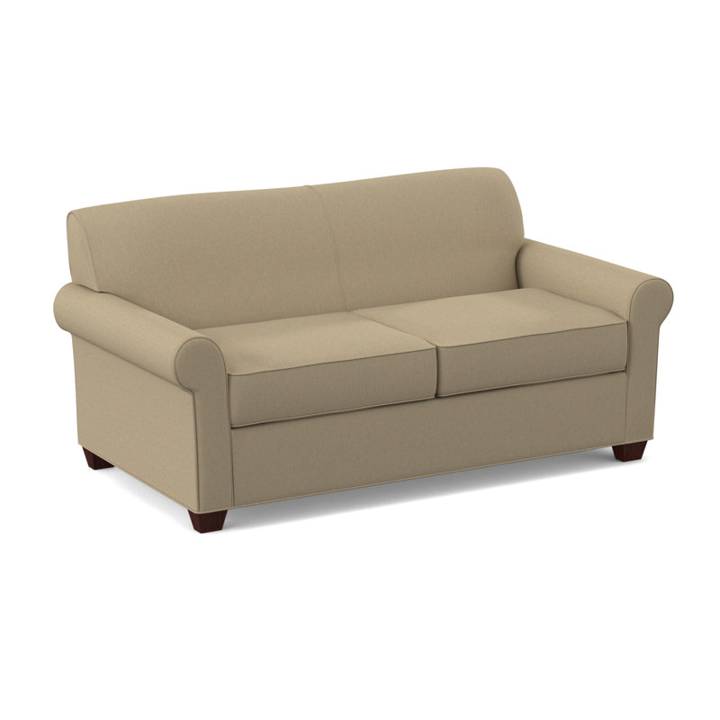 Finn Rolled Arm Sofa with Reversible Cushions, Empire Mahogany, Antic Sahara, 34" H x 75" W x 36" D