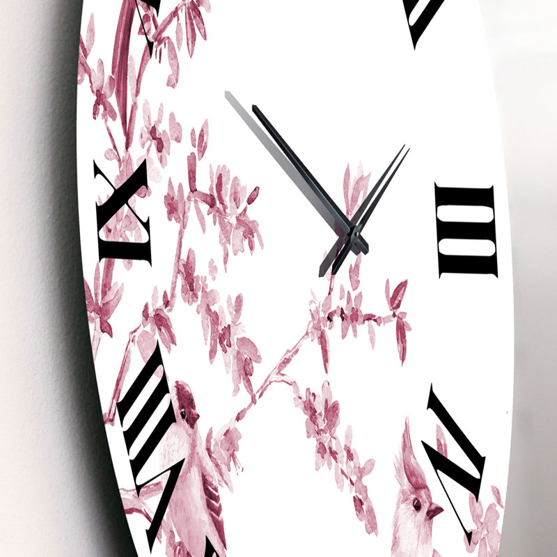 Beautiful Pink Birds - Traditional Wall Clock, Small