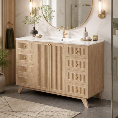 Meuble-lavabo autoportant 47,56 po SMC avec 8 tiroirs et 2 portes à fermeture douce