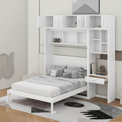 Full Size Wall Murphy Bed With Desk