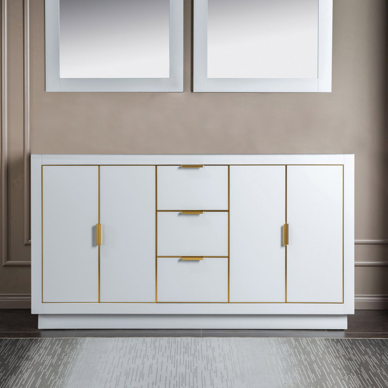 60'' Double Bathroom Vanity Base Only, White