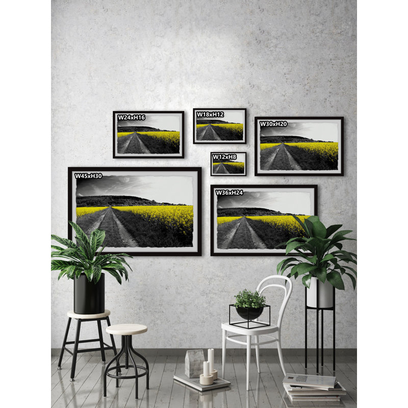 «Wild Yellow Fields», reproduction encadrée, H 8 po x l 12 po x P 1,5 po