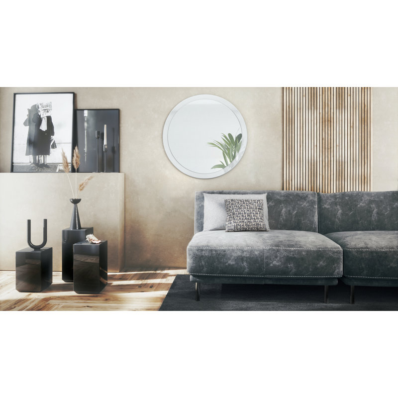 Colwich Engineered Wood Flat Wall Mirror, 80cm H x 80cm W, High-gloss White