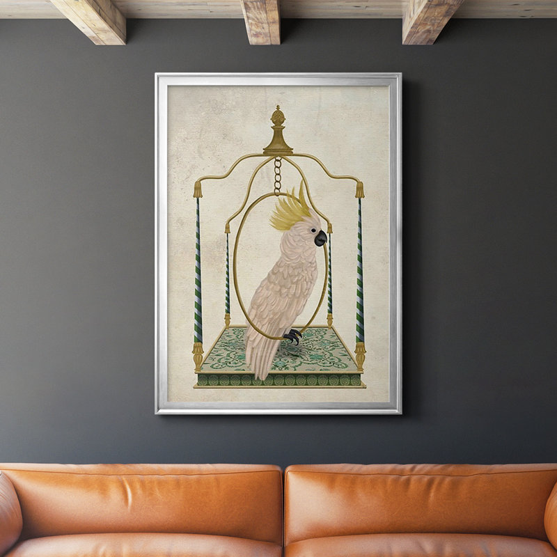 " White Cockatoo On Swing ", Silver, 30.5" H x 22.5" W x 1" D