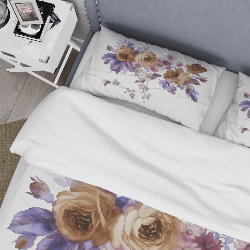 Mauve Wildflowers IV - Ensemble de housse de couette traditionnel - Microfibre de polyester
