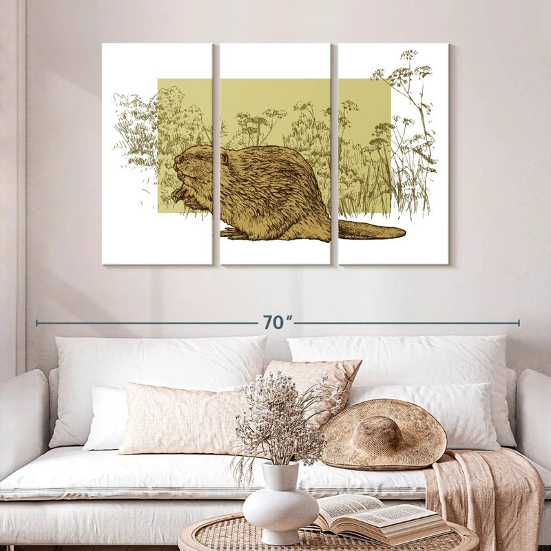 Beaver On Grass, 32" H x 50" W
