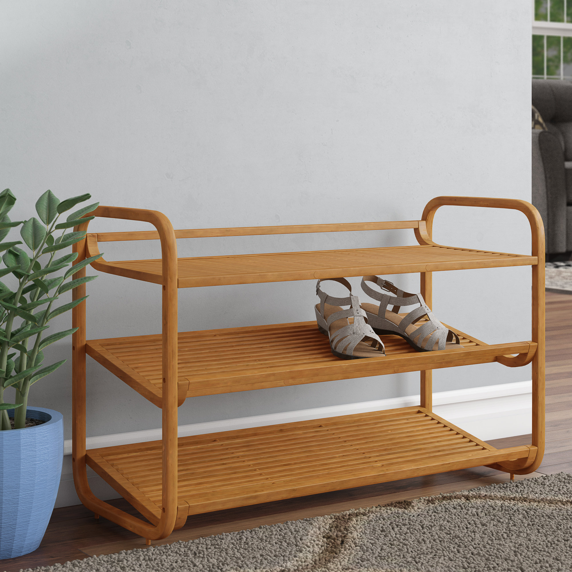 Tall Shoe Rack: Wood Shoe Rack For Closet [In Stock Now] White / Slanted (4  Shelves) / 31.5 Wide
