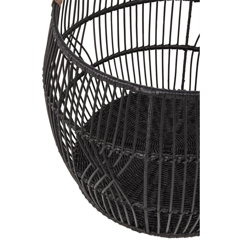 Sumatra Rattan Floor Storage Basket In Black, Black, 16" H x 21" W x 21" D