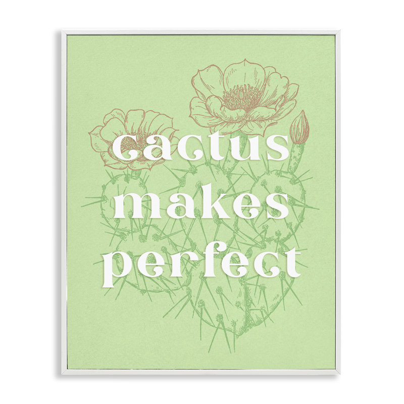 «Cactus Makes Perfect», estampe numérique encadrée par Ziwei Li bh-880, Estampe numérique encadrée blanc bord de mer