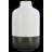 Stoneware Round Bottle Vase with Small Mouth, Short Neck and Grey Banded Rim Base SM Matte Finish White