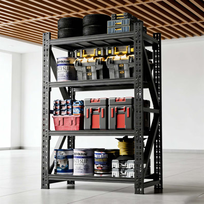 Étagère de garage robuste de 5000 lb, unité de rangement réglable en métal à 4 tablettes pour l'entreposage et la maison