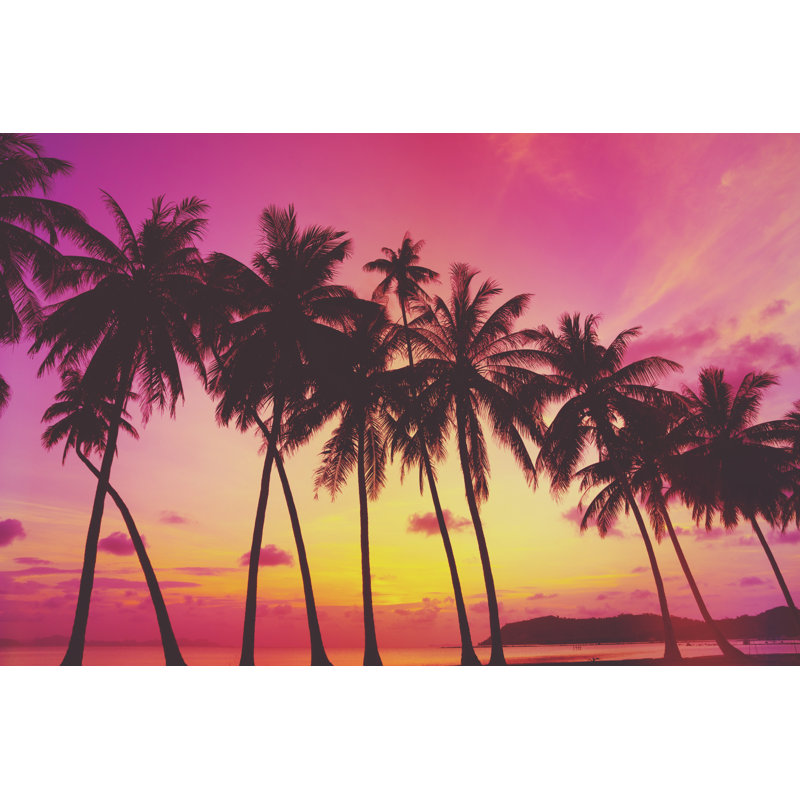 Sunset With Palm Trees - Wrapped Canvas Print, 30cm H x 46cm W x 3.8cm D