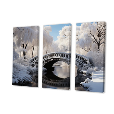 «Winter Landscape Snowy Bridges II» sur toile, reproduction de 3 pièces