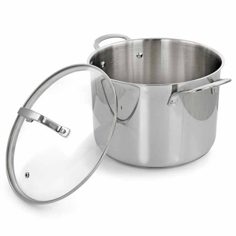 8 Quart Stainless Steel Dutch Oven with Tempered Glass Lid