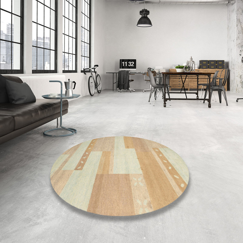 Tapis brun contemporain, Rond 7 pi