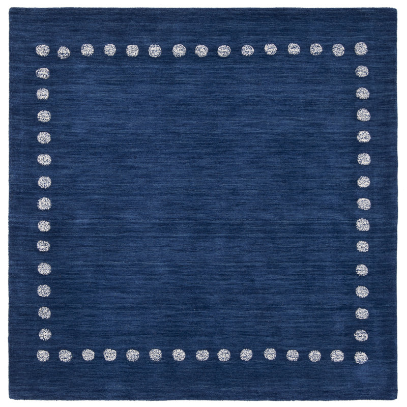 Antaeus Kids hand-woven wool rug, Carré 7 pi, Marine