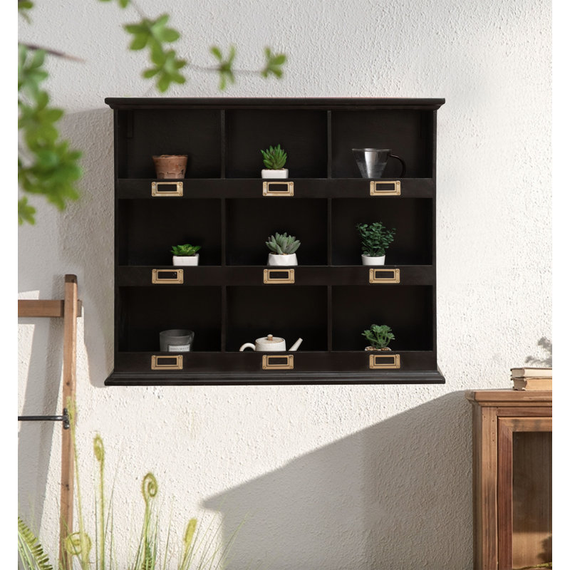 Paliwal 9 Piece Square Fir Solid Wood Floating Shelf, Black