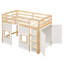 Lit mezzanine simple avec garde-robe de rangement - bois, naturel et blanc, sans sommier intégré et 2 fenêtres, bois naturel / blanc de qualité