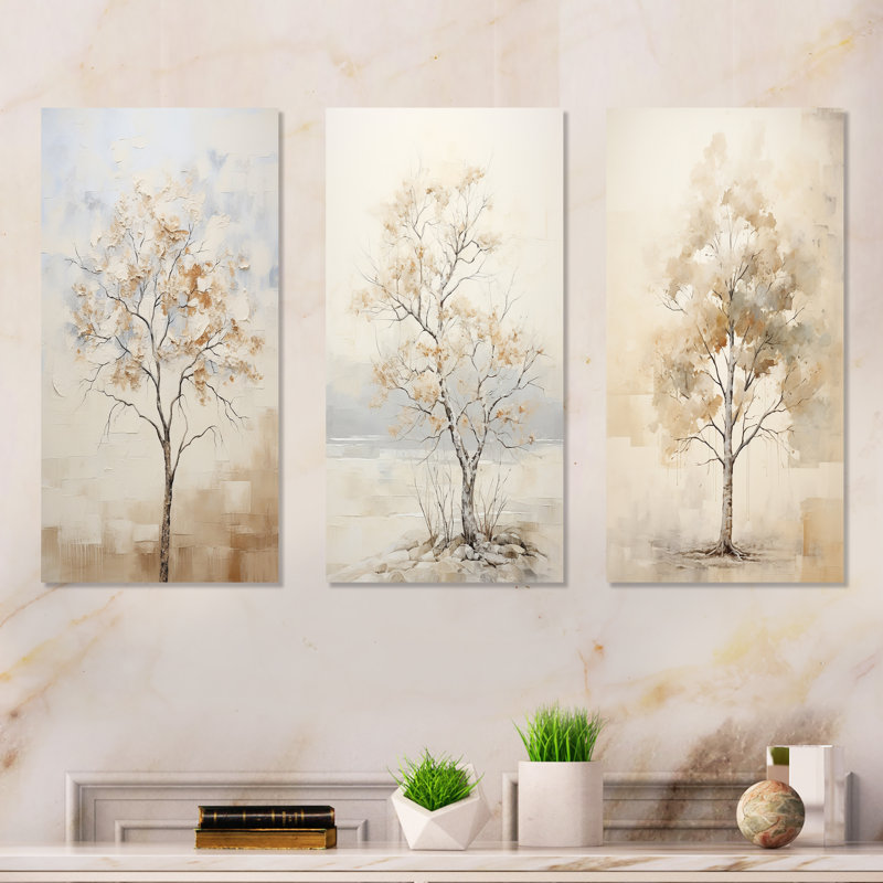 Minimalisme, érable beige, arbre, mélodie, H 32 po x l 48 po
